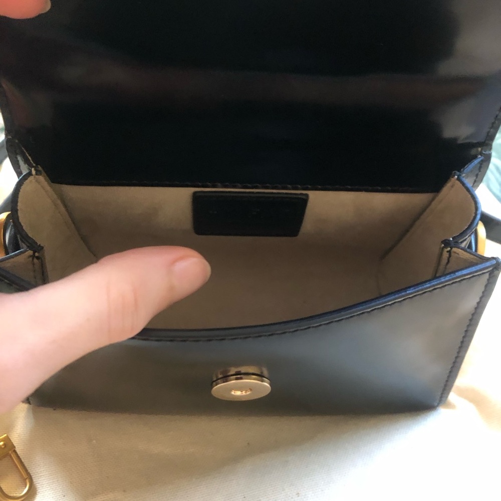 By Far - Black Mini Semi Patent Leather Top Handle Bag - Picture 3 of 5